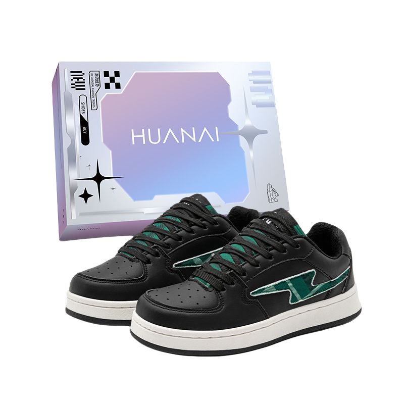 

HUANAI Низкие скейтерские кроссовки унисекс черно-зеленые, цвет Black Green