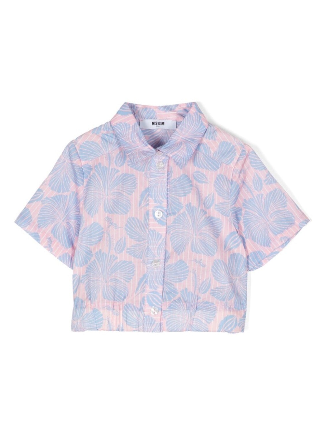 

MSGM Kids укороченная рубашка Hawaiian с цветочным принтом, розовый