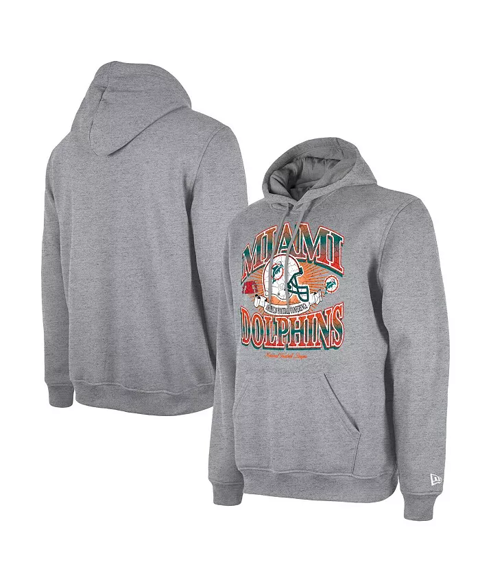 

Мужская худи ретро Miami Dolphins с эффектом поношенности в сером меланже New Era