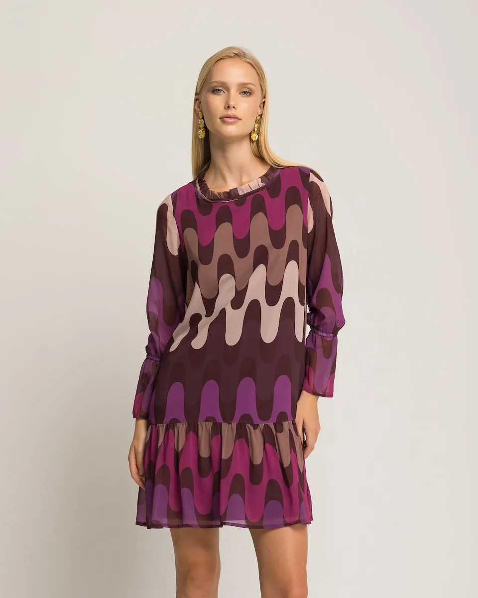

Короткое платье с французскими декоративными рукавами Niza, фиолетовый