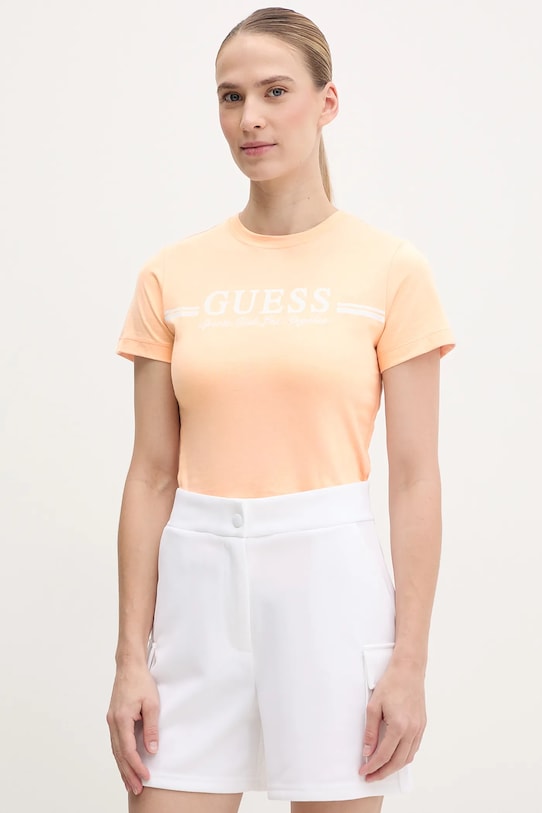

Хлопковая футболка Guess, оранжевый
