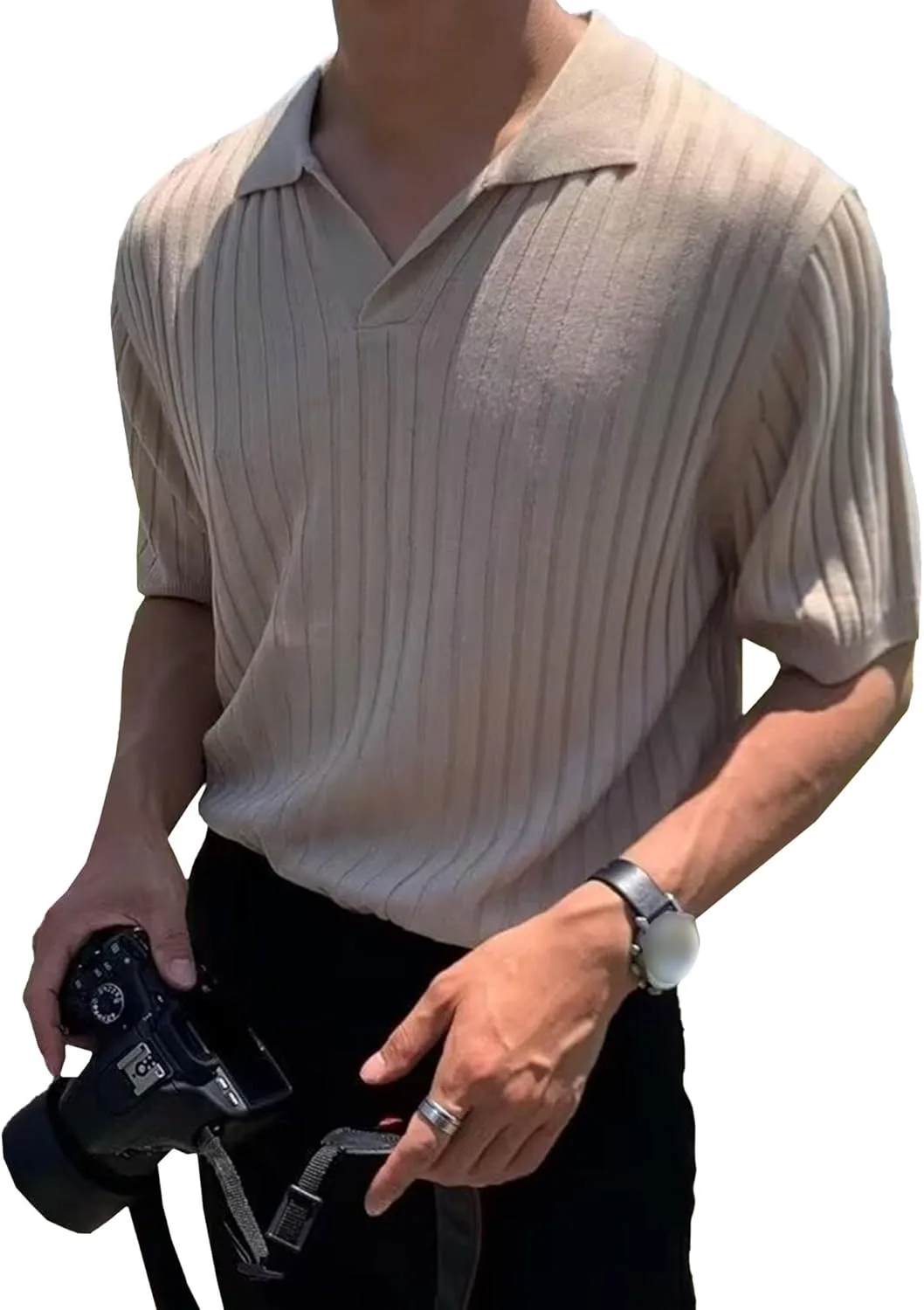 

Мужская футболка Polo Maiyifu-GJ Slim Fit V-образный вырез короткий рукав