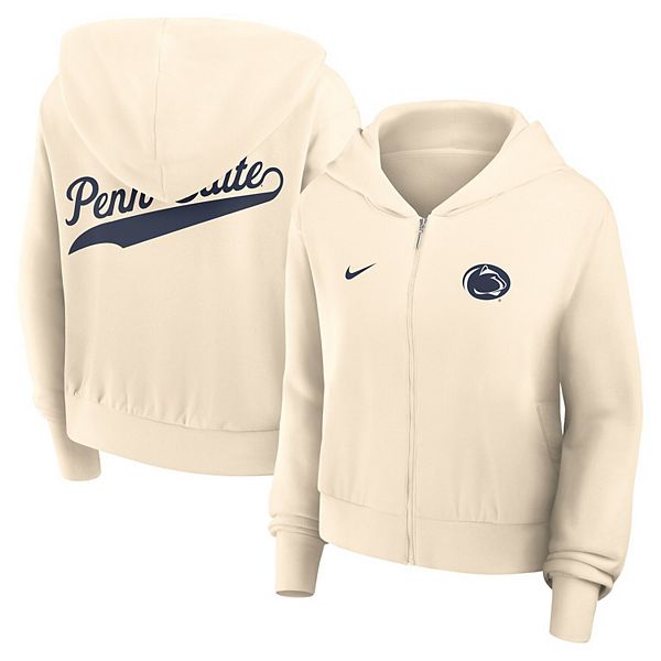 Женский худи с полной молнией Penn State Nittany Lions Chill Midi кремового цвета Nike