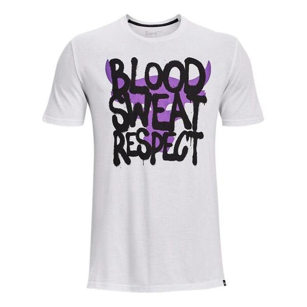 

Футболка project rock payoff short sleeve t-shirt 'white purple black' Under Armour, белый