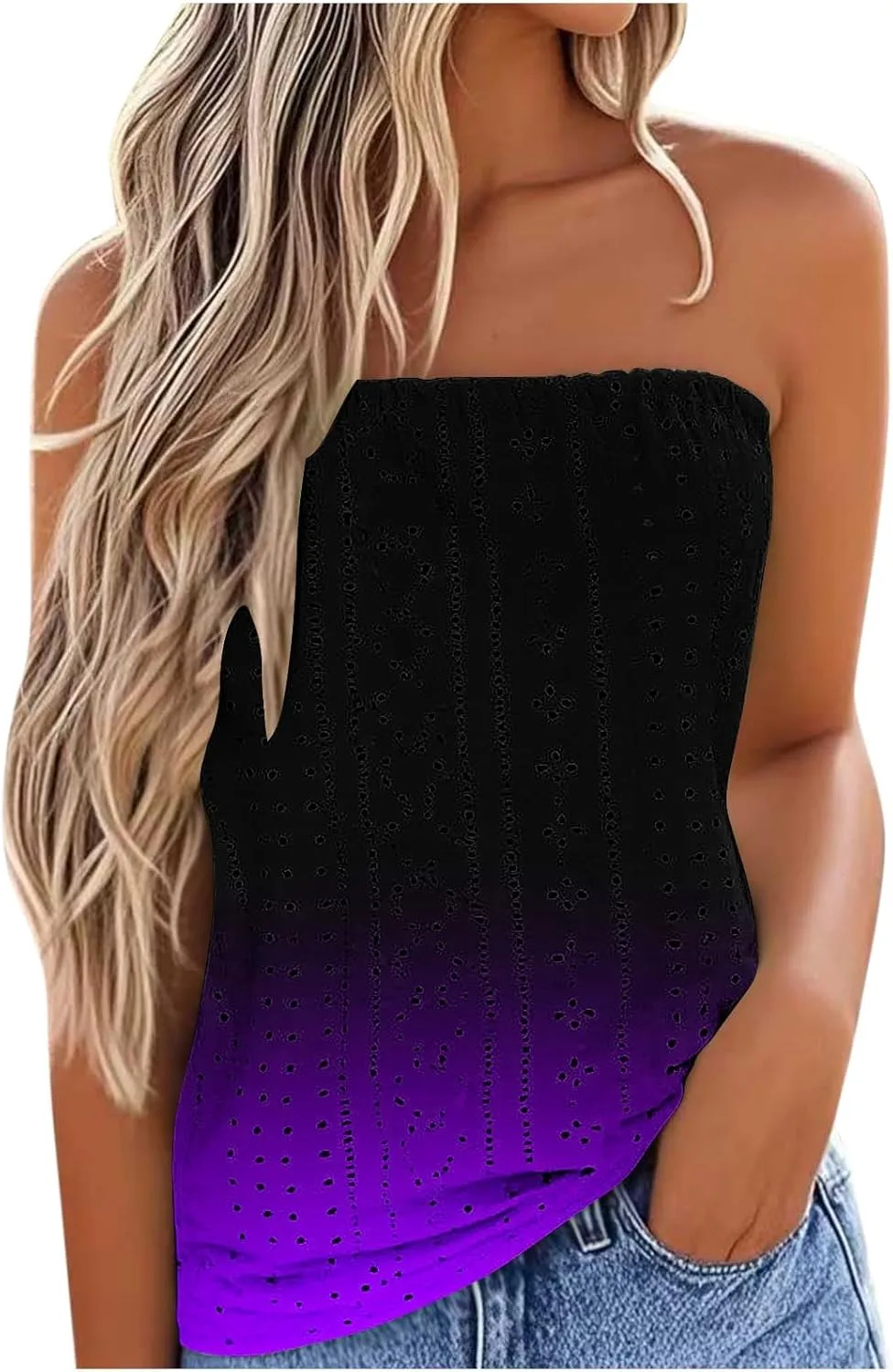 

Топ Off The Shoulder для женщин летний Eyelet блузка Floleo