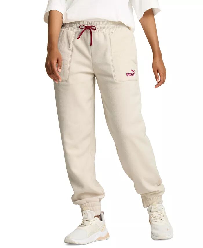 

Женские спортивные брюки Essentials из начесаного флиса с логотипом Puma, белый