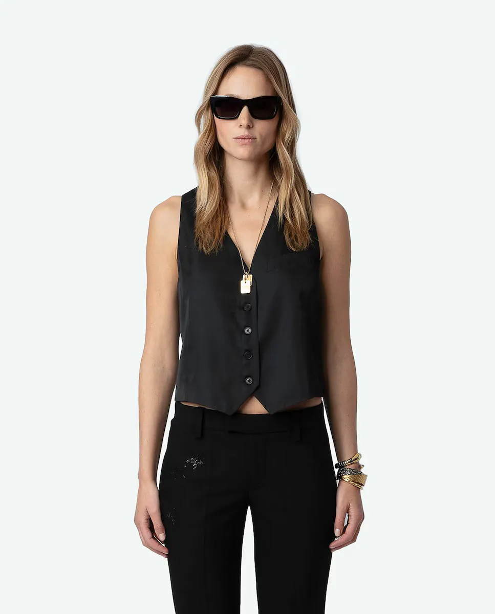 

Женский атласный топ Emaux типа жилет Zadig & Voltaire, черный