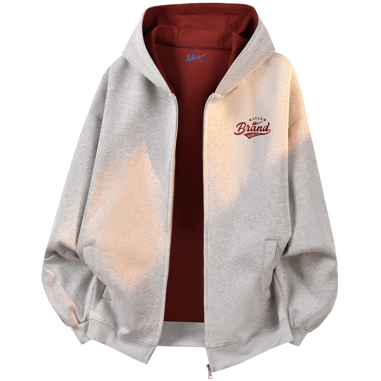 

Толстовка Unisex Hooded Moderate Cardigan WARRIOR, белый heather серый