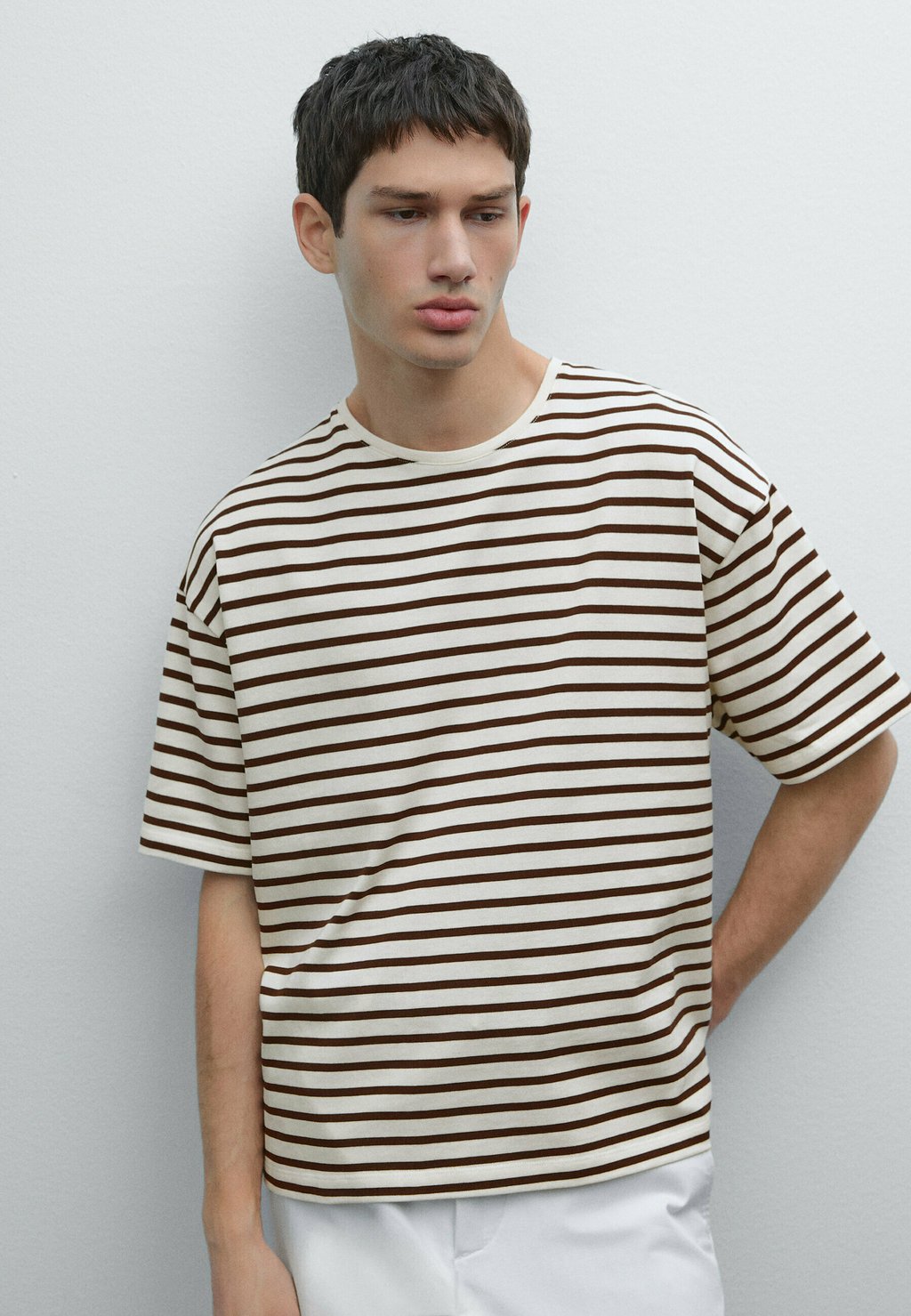 

Футболка с принтом STRIPED Massimo Dutti, коричневый