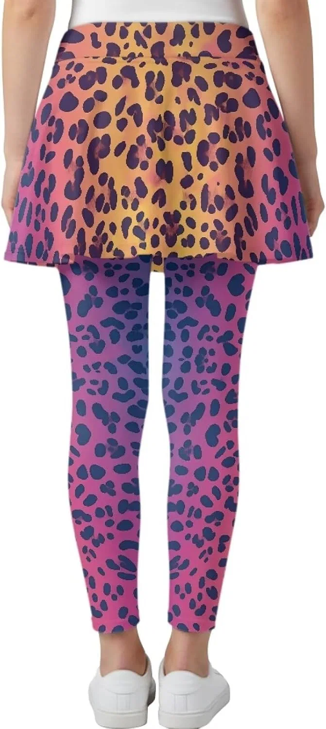 Леггинсы с юбкой для девочек, Yatixapu, Leopard Print — фото 2