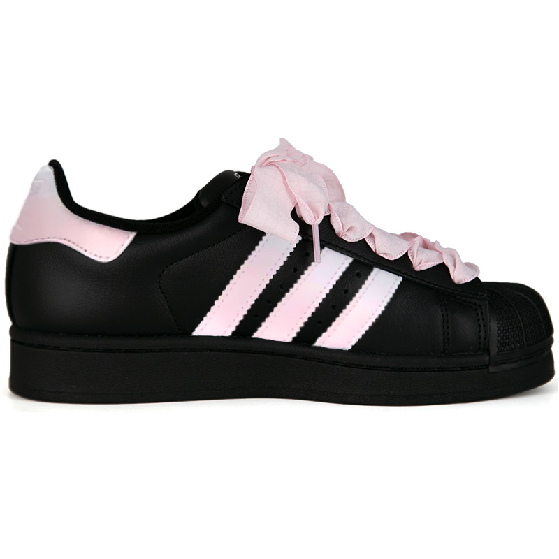 Superstar 2 Peach Blossom устойчивые к истиранию низкие детские скейтбординг кроссовки Unisex Adidas Originals, черный — фото 3