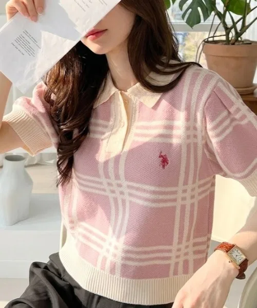 Никольный джемпер-поло U.S. POLO ASSN, розовый