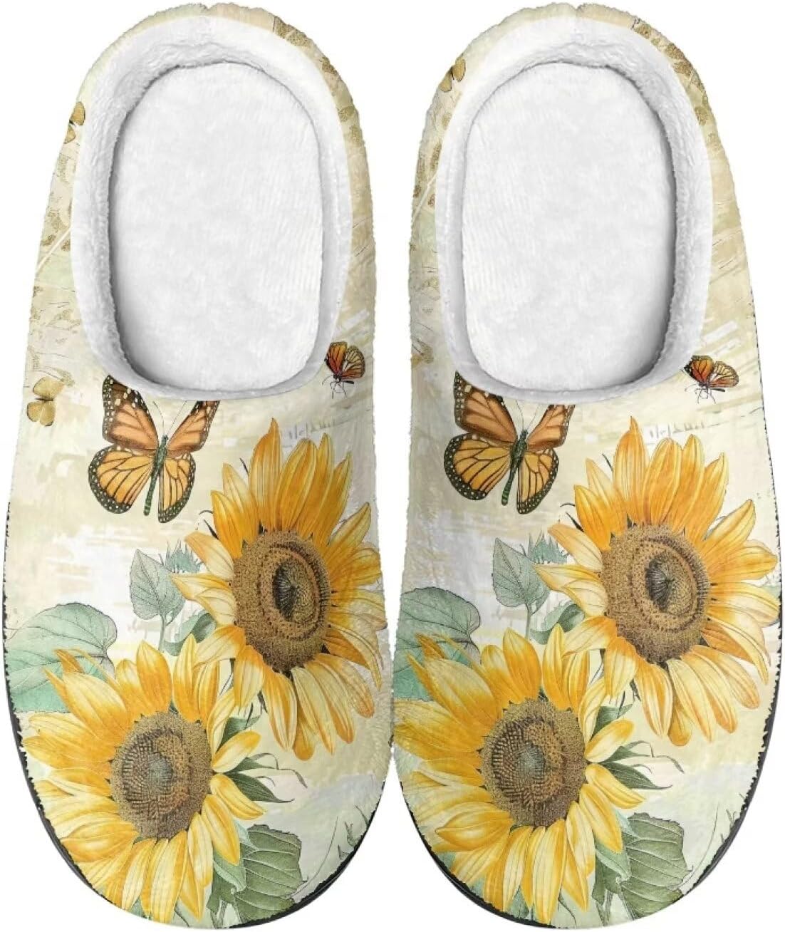 

Тапочки Flashideas для женщин и мужчин, мягкие, пушистые, теплые, домашние, с нескользящей подошвой, парные, повседневного стиля, Sunflower Butterfly 1