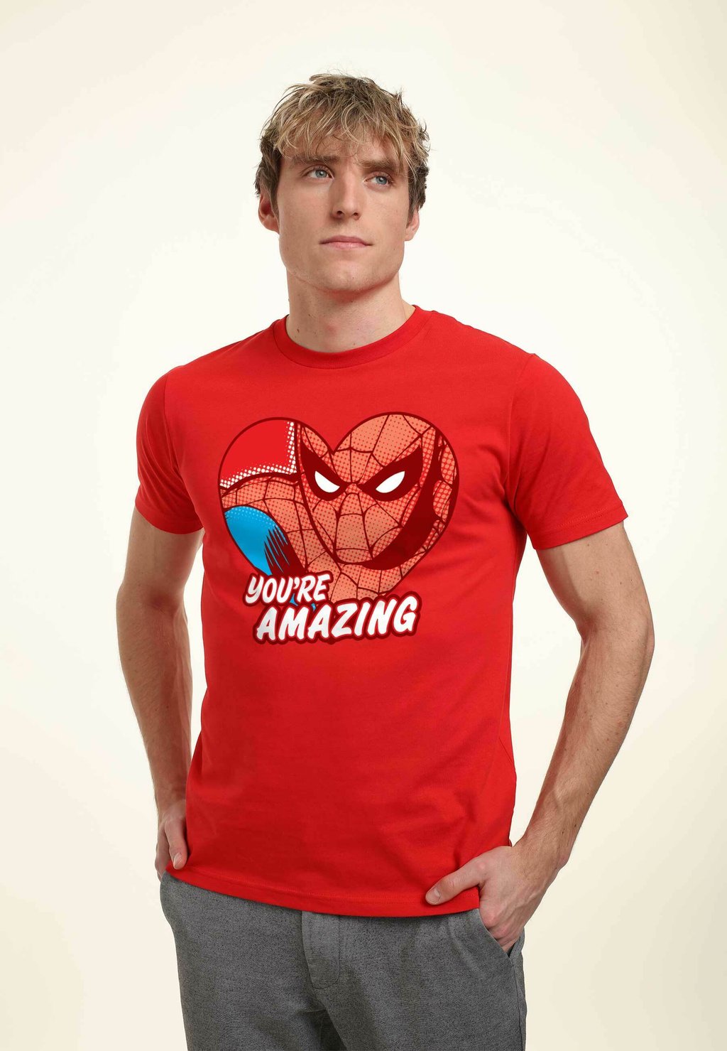 

Футболка с принтом SPIDER-MAN CLASSIC AMAZING MAN Marvel, красный