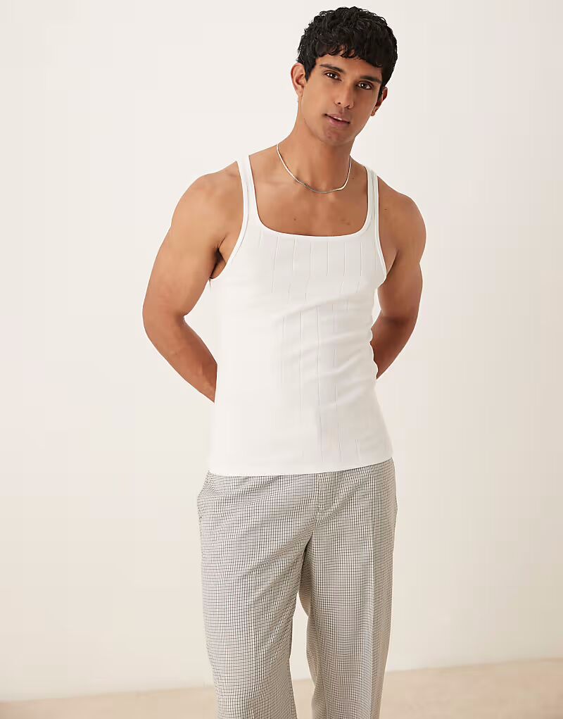 

Майка ASOS DESIGN muscle fit с широкими ребрами, белый