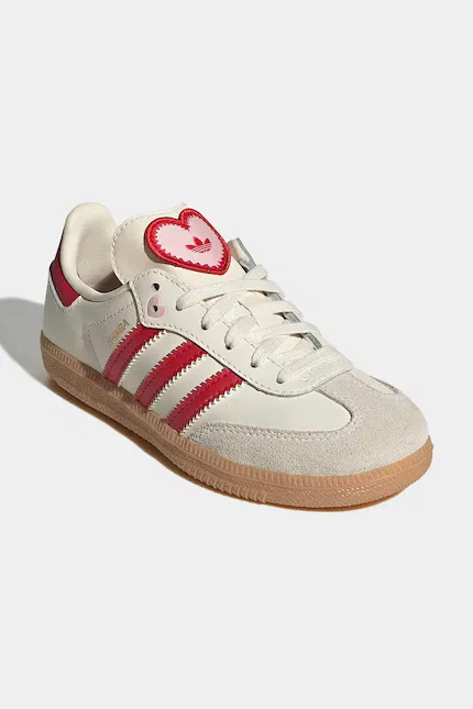 Кроссовки детские из замши и кожи Samba OG Adidas Originals, бежевый — фото 2