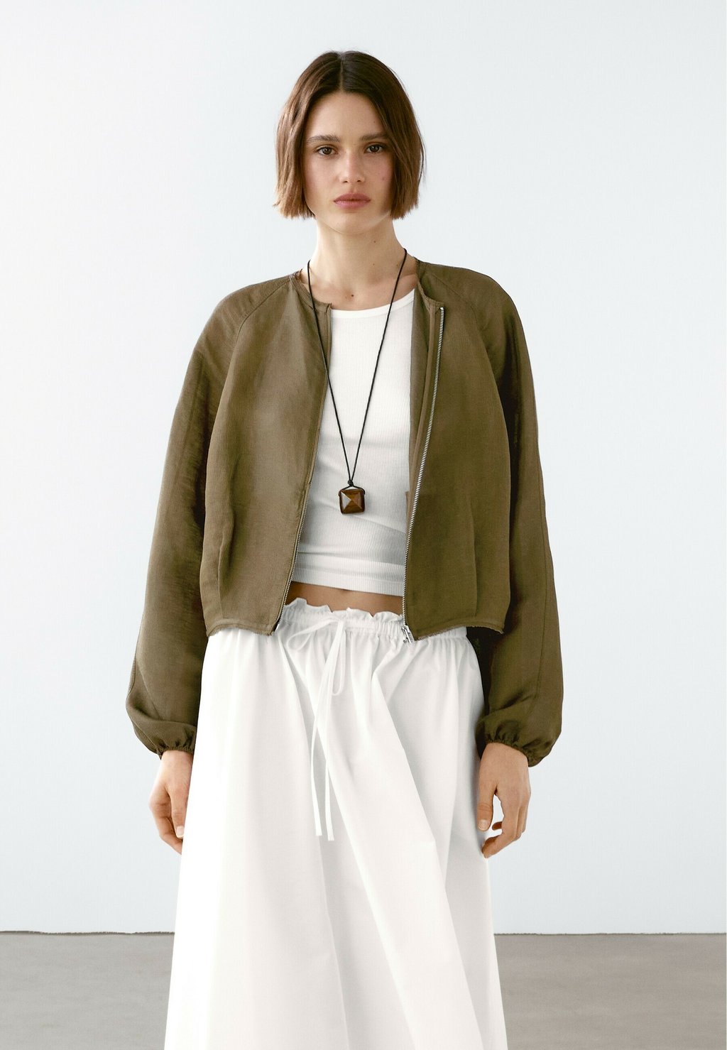 

Куртка-бомбер FRAYED Massimo Dutti, коричневый