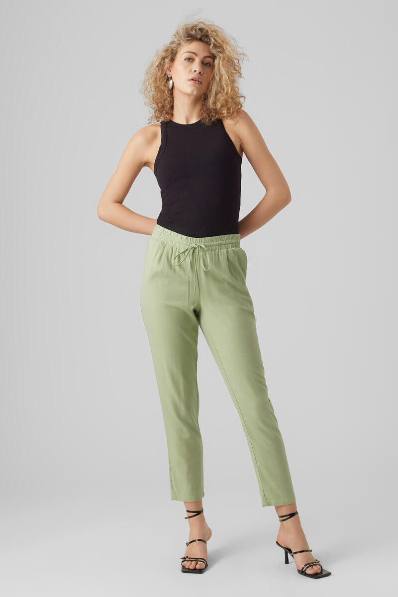 

Льняные брюки длиной до щиколотки Vero Moda, зеленый
