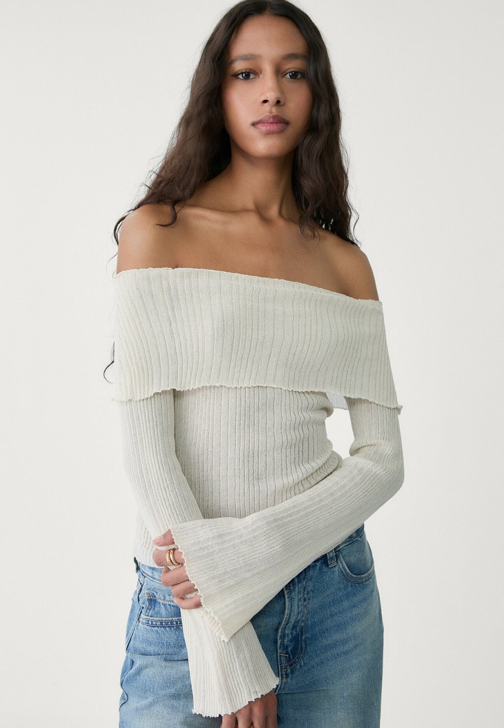 

Джемпер BARDOT NECKLINE Stradivarius, бежевый