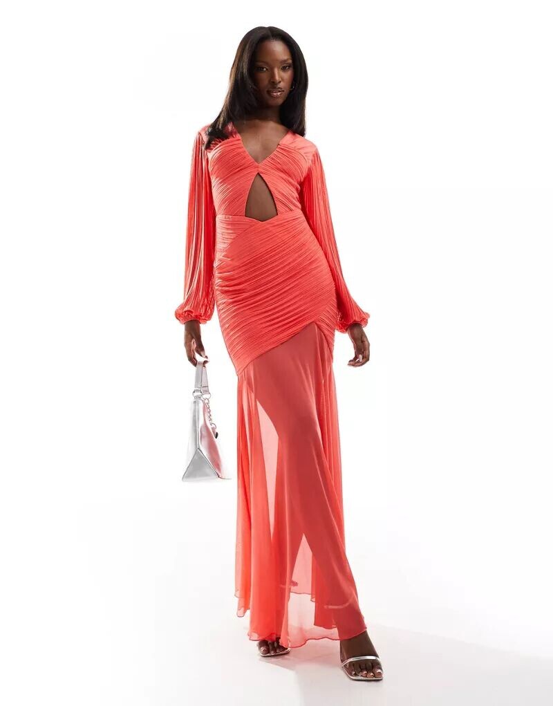 

Коралловое плиссированное платье макси Jaded Rose
