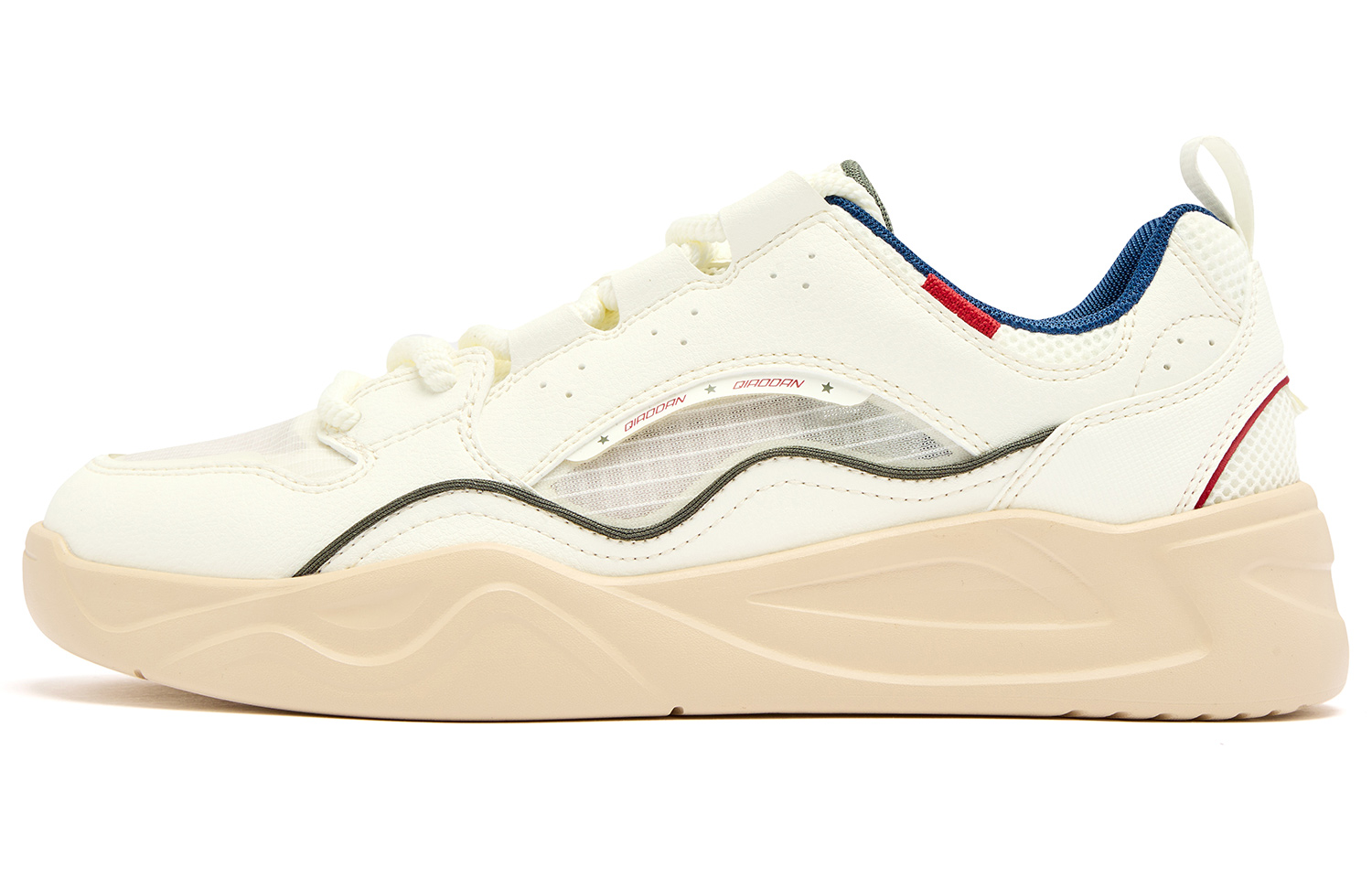 

QIAODAN Кроссовки Wave Shoes, увеличивающие рост, износостойкие, легкие, нескользящие, низкие, для скейтбординга, мужские, бежевые