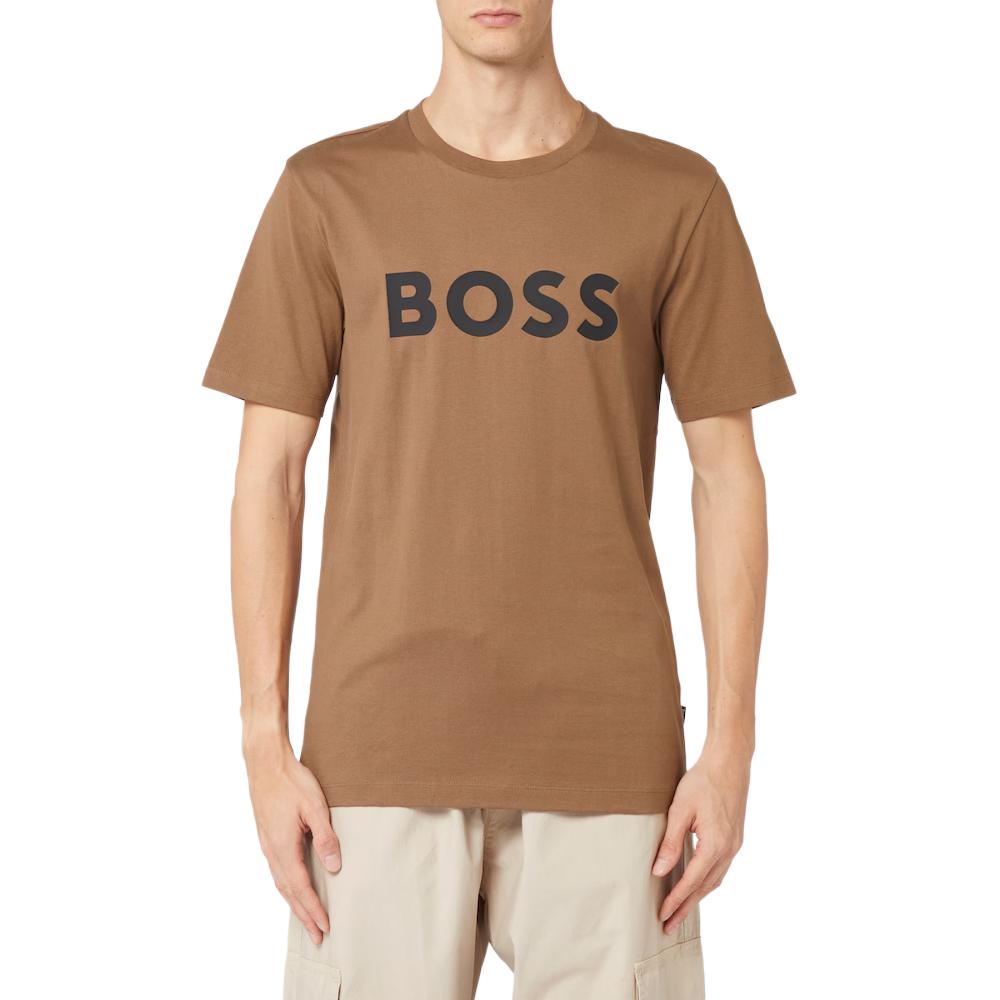 

Футболка с логотипом HUGO BOSS, коричневая