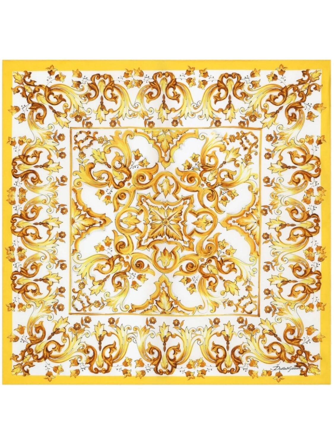 

Dolce & Gabbana шелковый платок с принтом Majolica, желтый