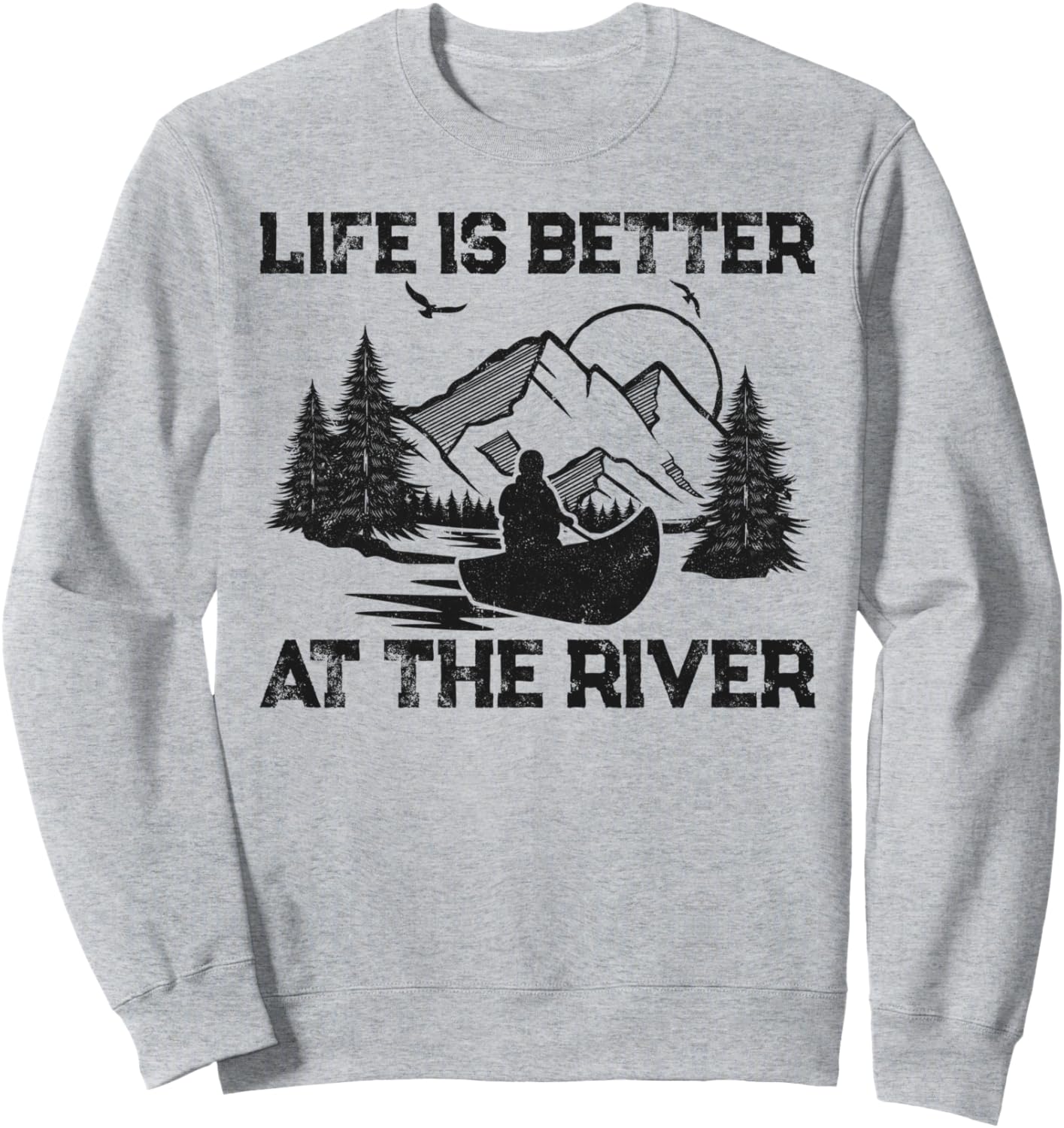 

Винтажная толстовка с надписью Жизнь лучше на реке Paddling Canoe Rower Canoer Rowing Paddler Da0, серый
