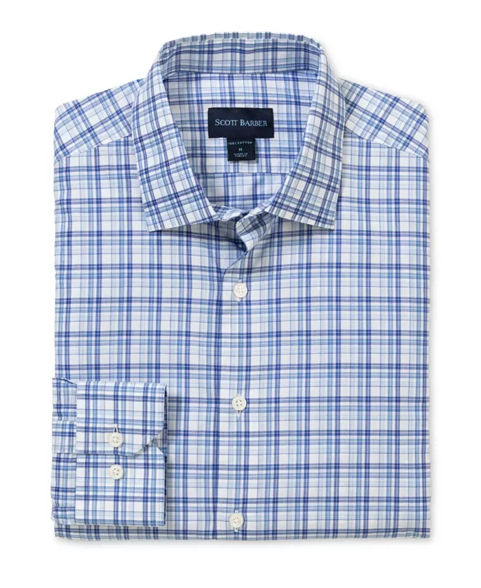

Мужская рубашка Newport из поплина, клетчатая, синяя Scott Barber, синий