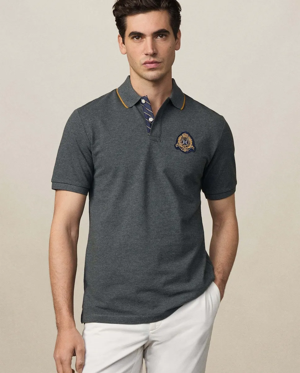 

Поло с логотипом Heritage Crest Hackett, темно-серый