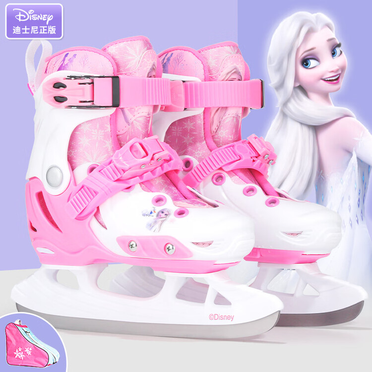 

TKH Коньки для фигурного катания Disney Frozen для детей, начинающих, профессиональные регулируемые коньки для мальчиков с настоящими лезвиями [жесткий противоударный корпус], новый Frozen (коньки + сумка), размер L (-38) 35