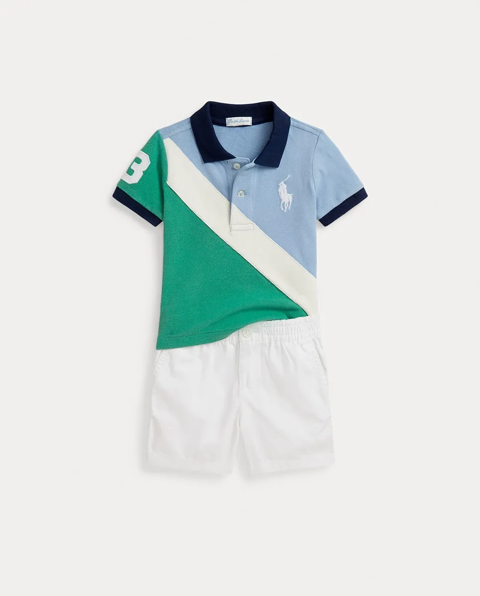 

Детский комплект из хлопка: поло и шорты Polo Ralph Lauren, многоцветный