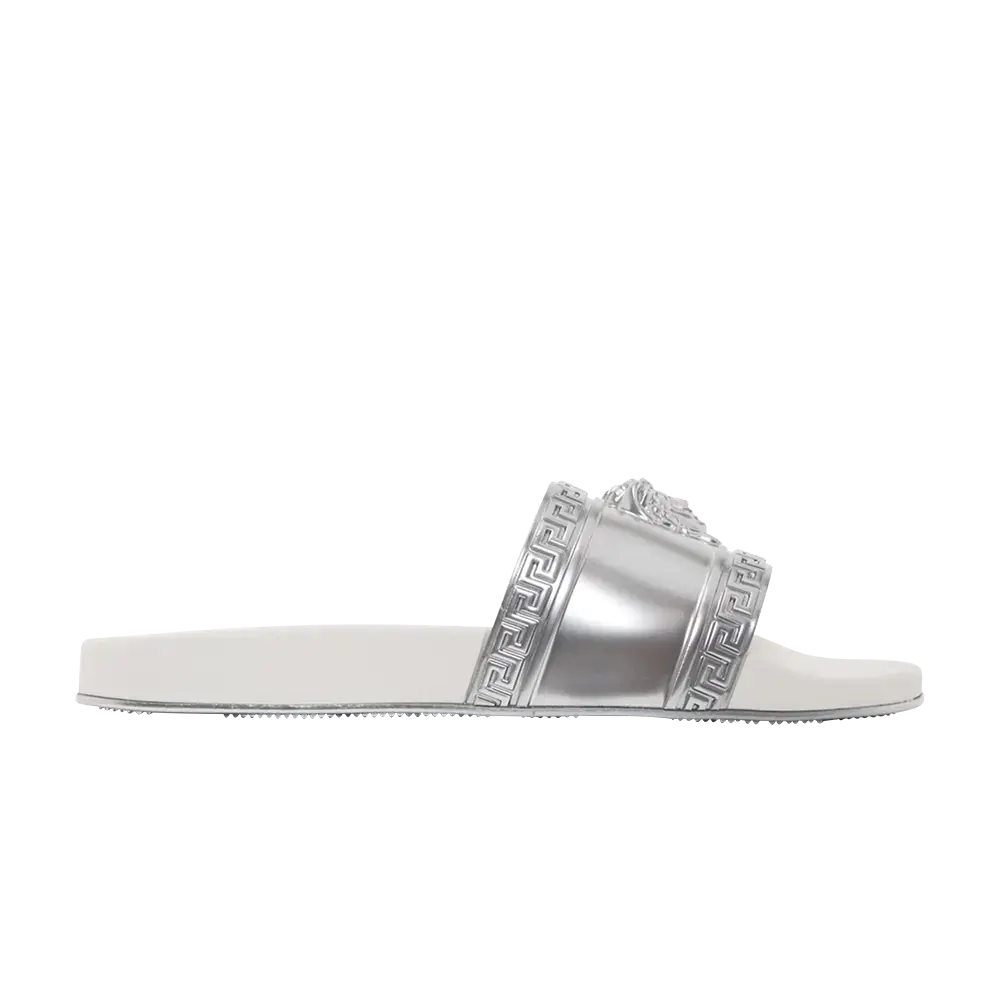 Шлепанцы Versace Medusa Slide, серебро