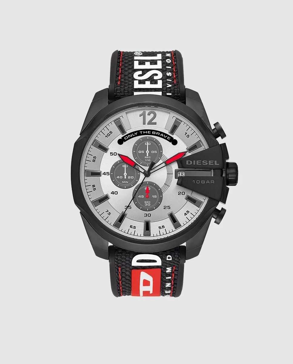 

Diesel Mega Chief DZ4512 черные мужские часы с хронографом из нейлона и силикона, черный