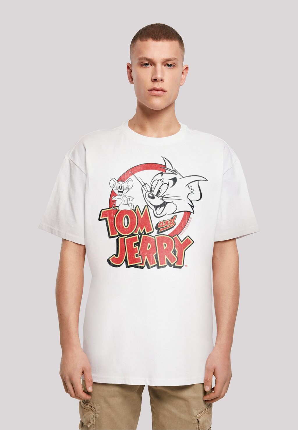 

Футболка с принтом TOM AND JERRY DISTRESSED F4NT4STIC, белый