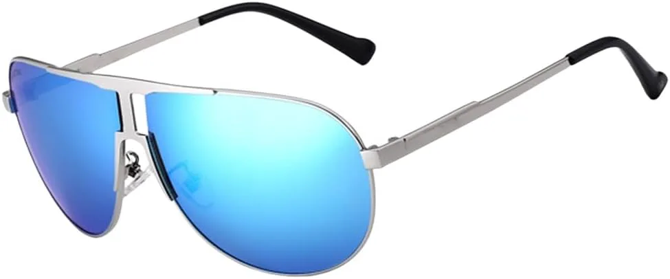 

Модные классические поляризованные солнцезащитные очки для мужчин в винтажном стиле, из нержавеющей стали, защита от УФ-излучения UV400 UJNHGQ, Silver Blue