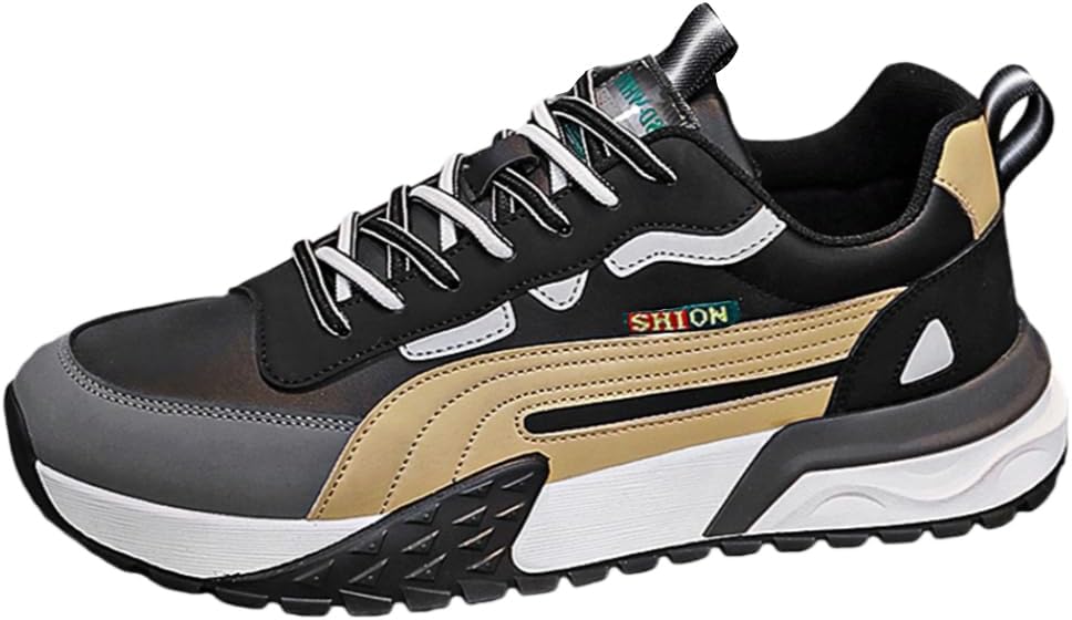 

Мужские легкие кроссовки с нескользящей подошвой, повседневные, дышащие, для пробежек, модные кожаные кроссовки с комбинированной расцветкой Lexamen