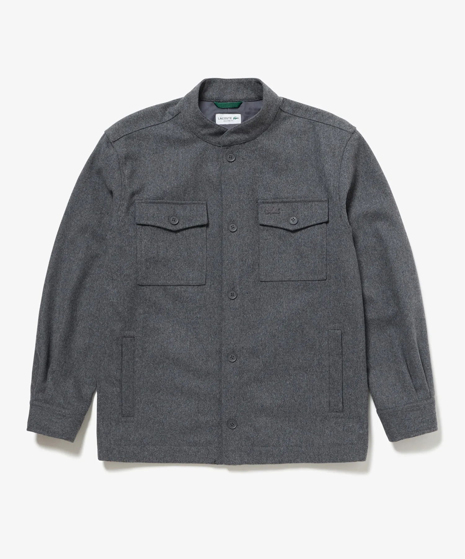 Унисекс рубашка-бомбер из шерсти LACOSTE серая — фото 4