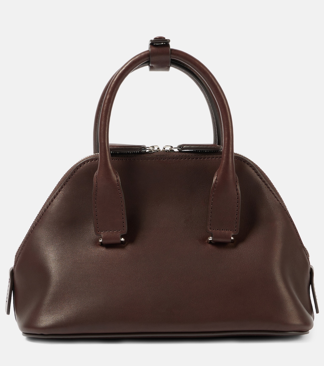 

Мини-сумка-тоут Devon из кожи The Row, Dark Brown Pld