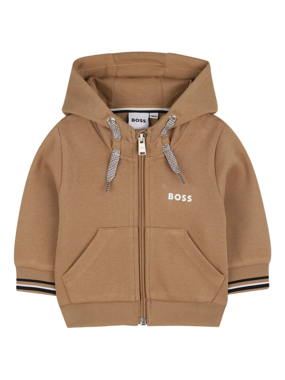

Толстовка с капюшоном на молнии BOSS Kidswear, коричневый