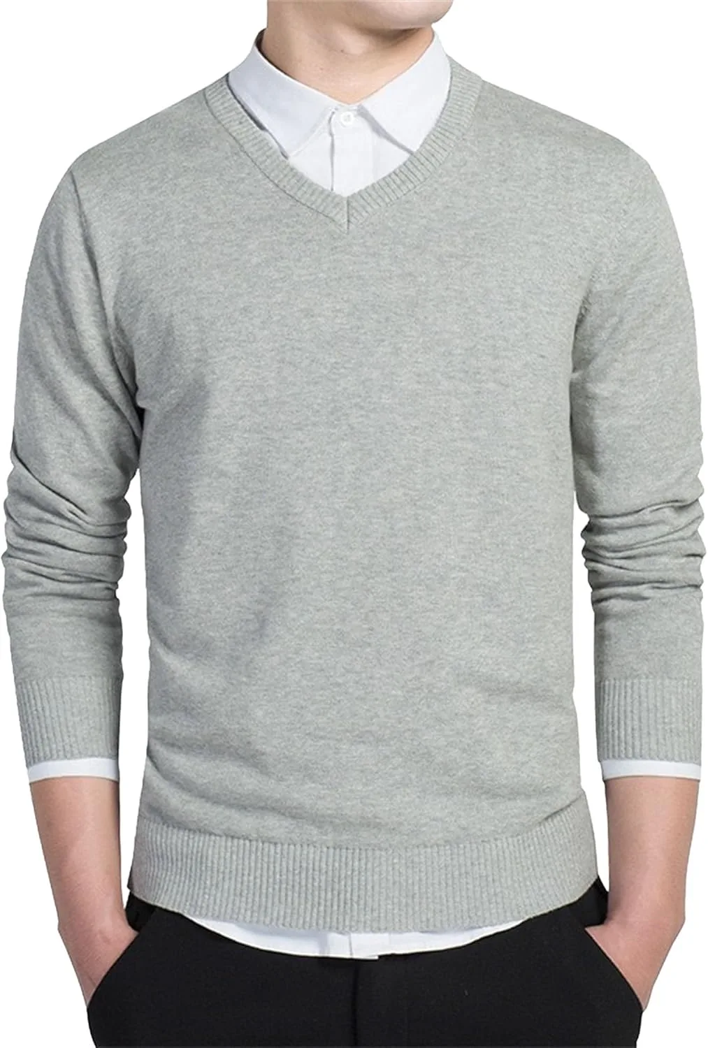 

Мужской повседневный свитер V-образным вырезом Slim Fit DGHM-JLMY