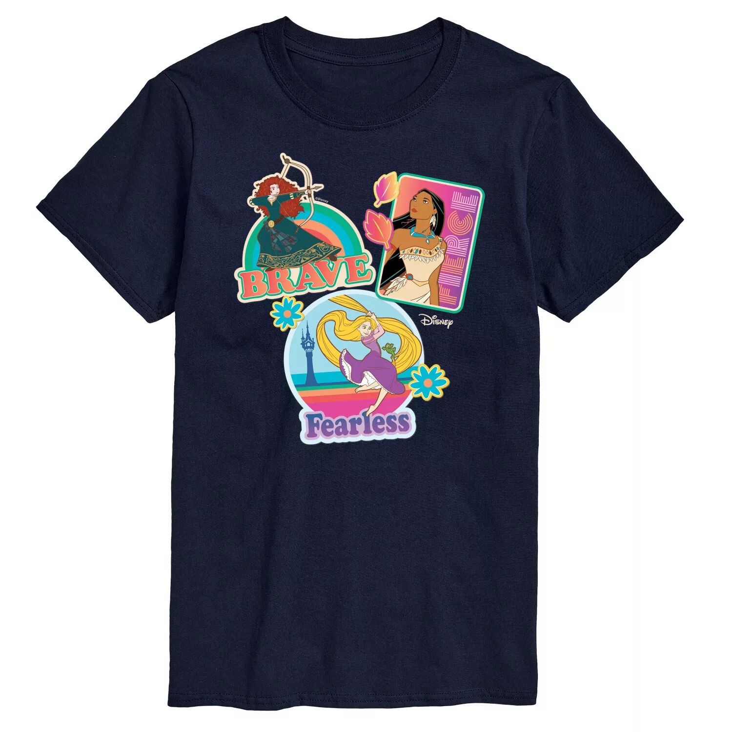 

Футболка с рисунком Princess Big & Tall Brave Fierless Fearless, Blue Disney, синий
