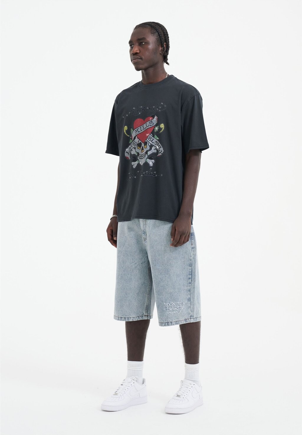 

Футболка с принтом LOVE KILLS SLOWLY DIAMANTE Ed Hardy, черный