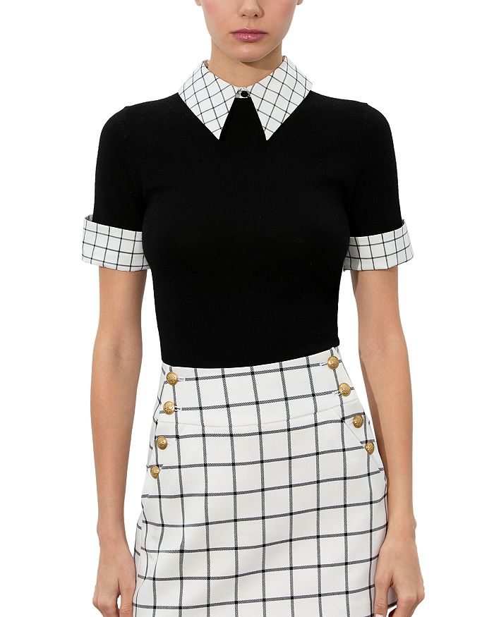 

Астровый воротник с манжетами и пуловер Alice and Olivia, серый