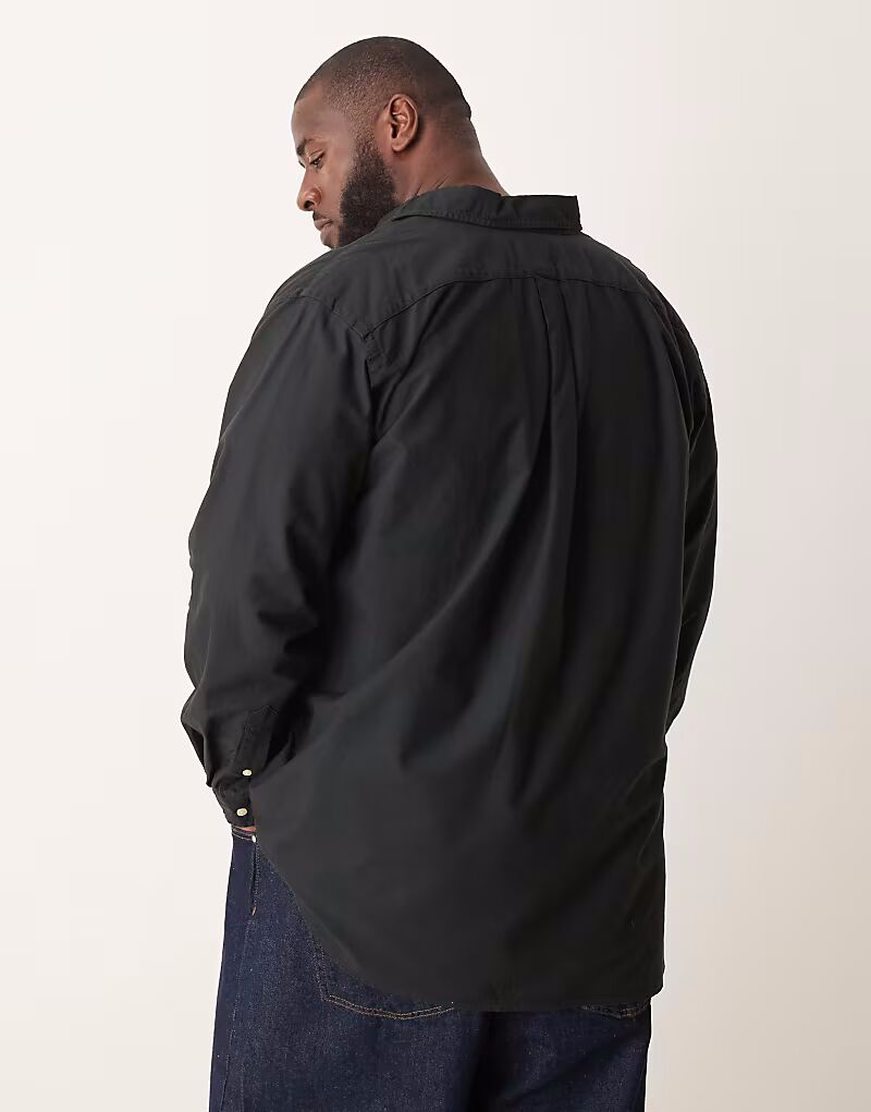 Рубашка оксфорд с логотипом Big & Tall черного цвета Polo Ralph Lauren — фото 3