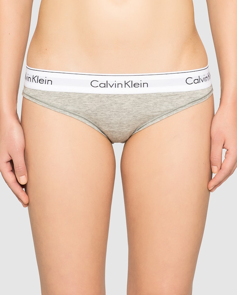 

Женские хлопковые трусики Calvin Klein с однотонным вырезом бикини Calvin Klein, серый