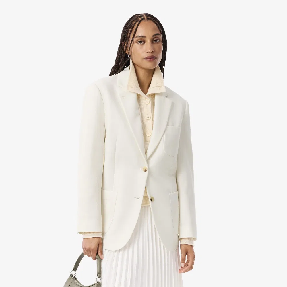 Блейзер женский Lacoste Relaxed Fit, шерстяной твил, кремовый