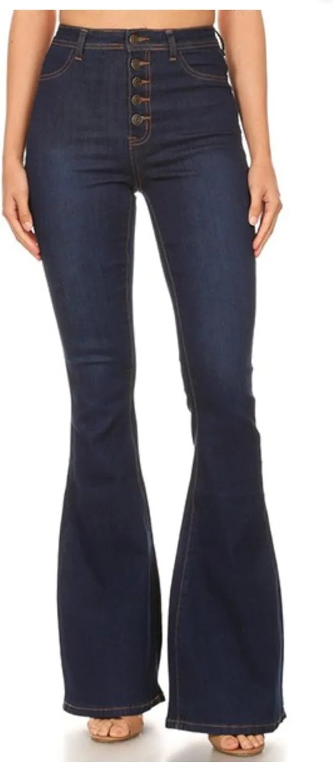 

Джинсы с высокой талией и расклешенными штанинами на пяти пуговицах JC JQ