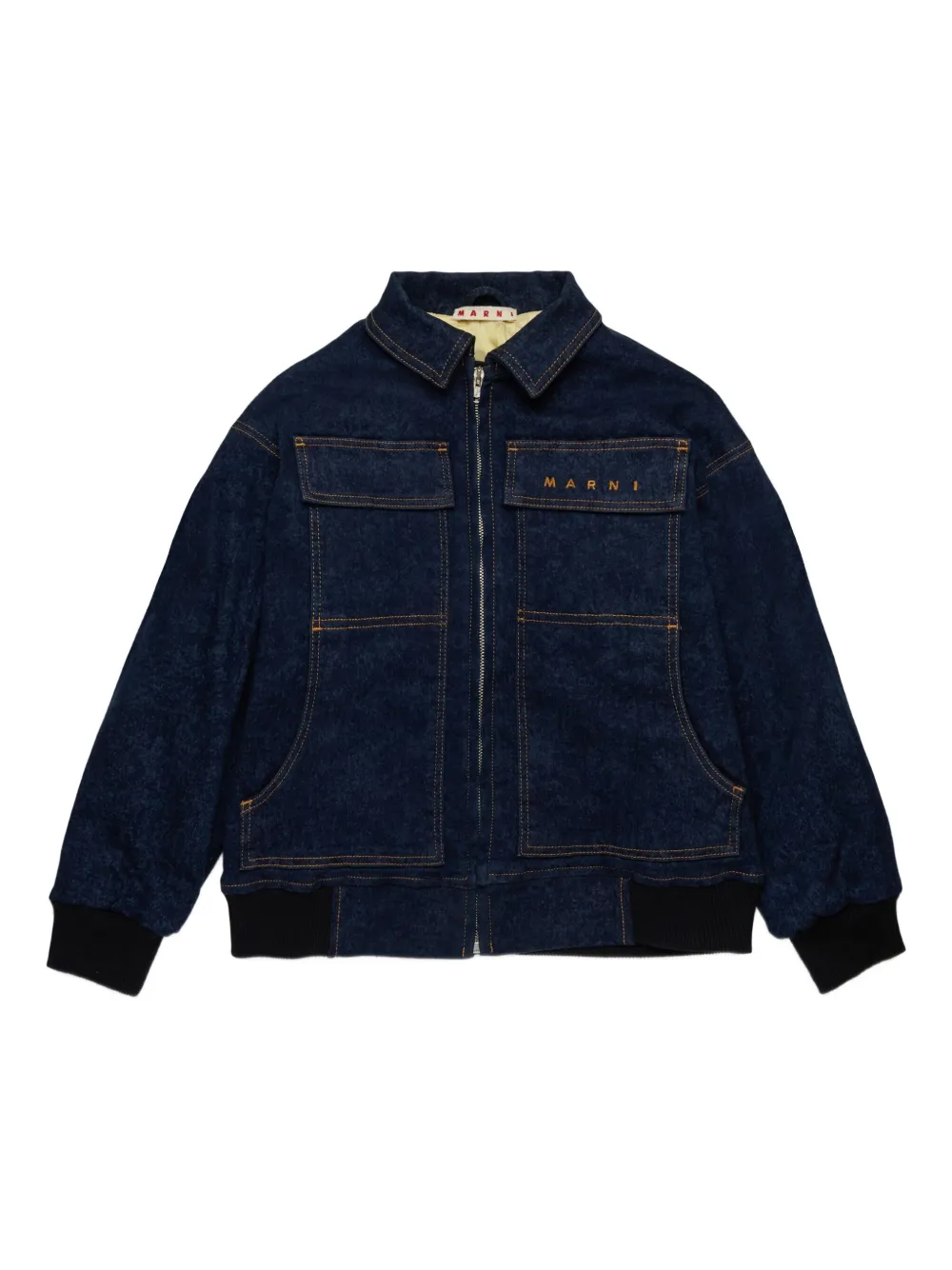 

Джинсовая куртка с вышитым логотипом Marni Kids, синий