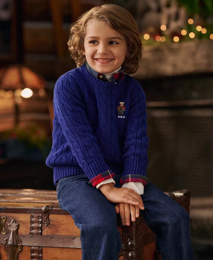 

Мальчики 2-7 лет свитер Cable-Knit Polo Ralph Lauren, синий